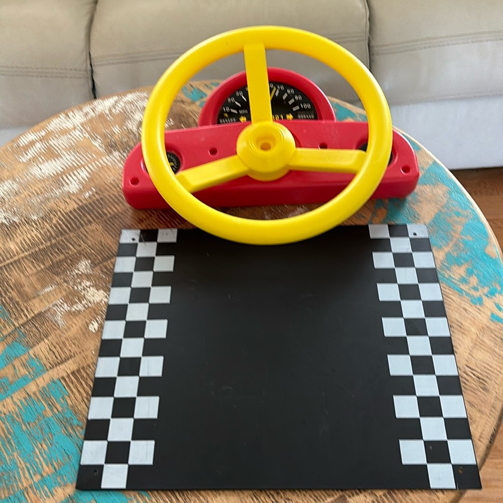 Play set steering wheel and chalkboard for outdoor swingset or in kids room